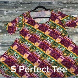 NWT Lularoe S Perfect Tee Shirt Tiki Aztec Tribal